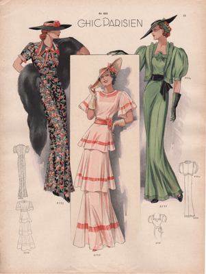 Chic Paris fashion prints from 1936